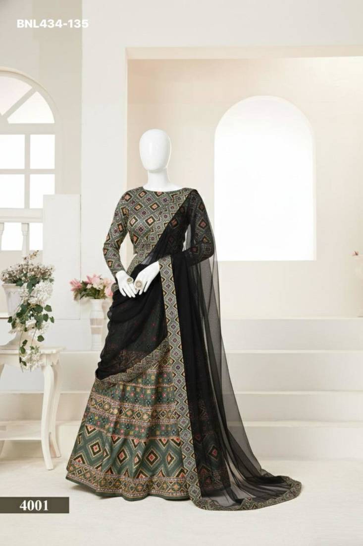 green ajmeri_silk printed lehengas
