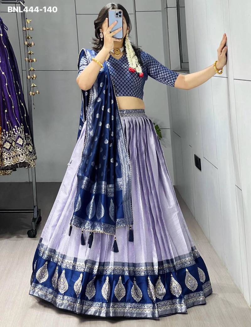 light-lavender silk_blend brasso lehengas