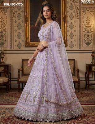 light lavender net hand woven lehenga choli with dupatta 2