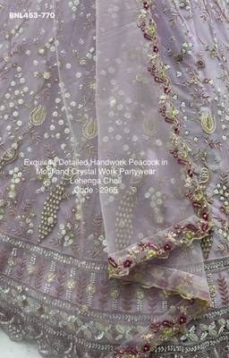 light lavender net hand woven lehenga choli with dupatta 4