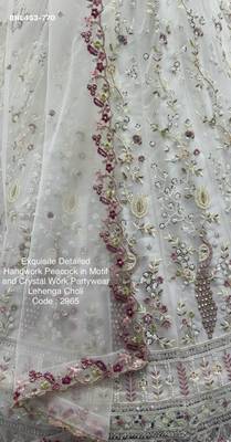 light off white net hand woven lehenga choli with dupatta 2