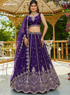 purple satin hand woven lehenga choli with dupatta 1