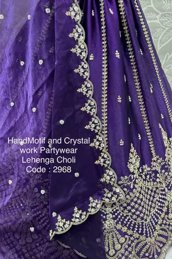 purple satin hand woven lehenga choli with dupatta