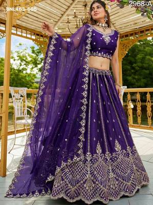 purple satin hand woven lehenga choli with dupatta 4