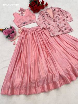 pink chinon plain lehenga choli 3