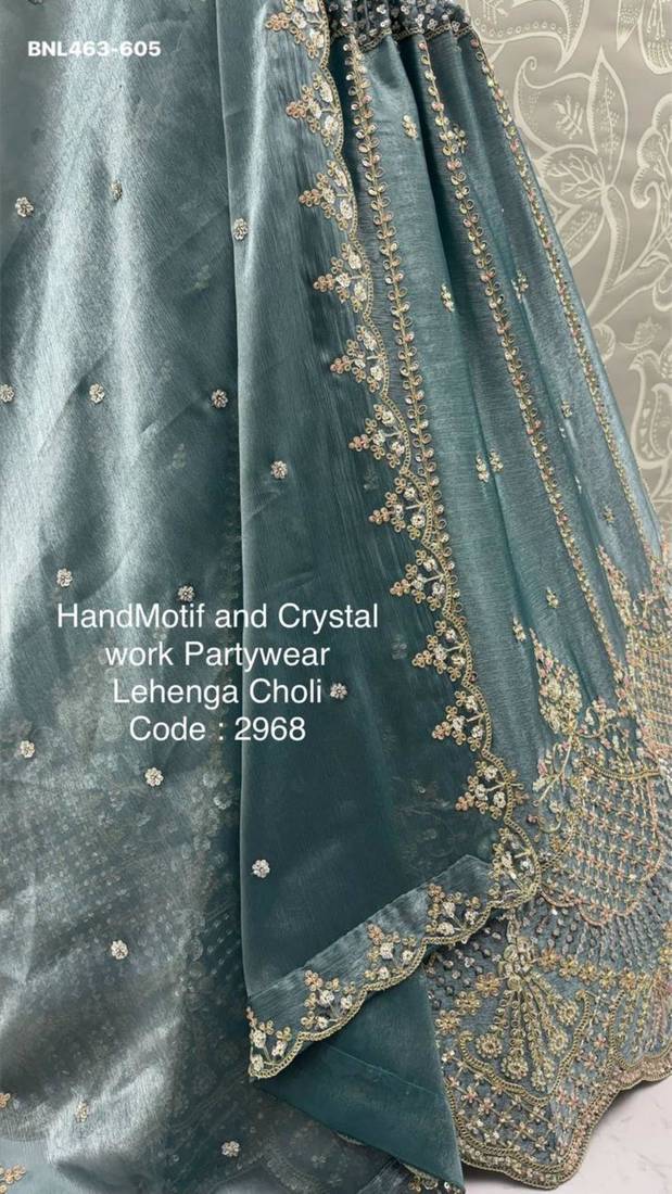 cobalt-blue satin hand_woven lehengas
