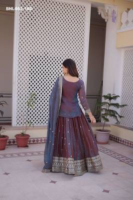 mauve chiffon embroidered lehenga choli with dupatta 2