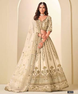 off white art silk embroidered lehenga choli with dupatta 1