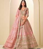 pink art_silk embroidered lehengas