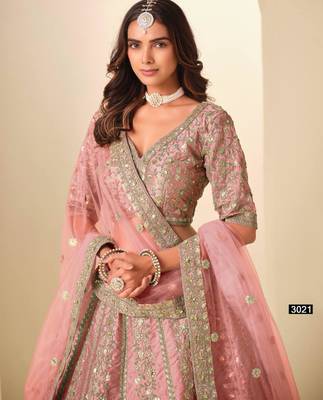 pink art silk embroidered lehenga choli with dupatta 3
