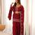 Women's red embroidered kurta set with patiala salwar & dupatta