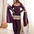 Women's wine embroidered kurta set with patiala salwar & dupatta