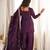 Women's wine embroidered kurta set with patiala salwar & dupatta