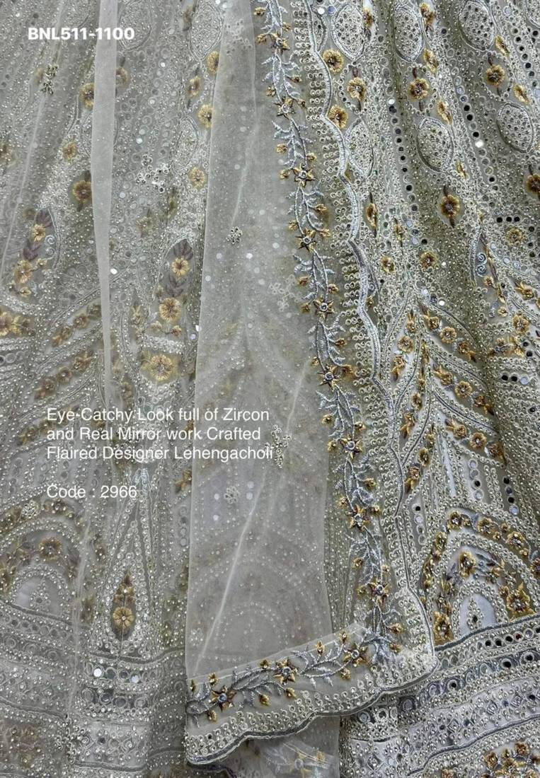 off white net embroidered Lehenga set