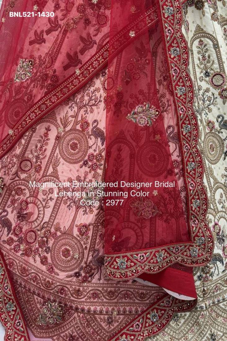 off white silk blend embroidered Lehenga set