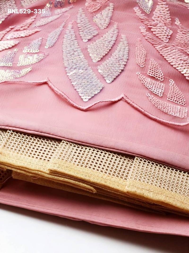 pink net embroidered Lehenga set