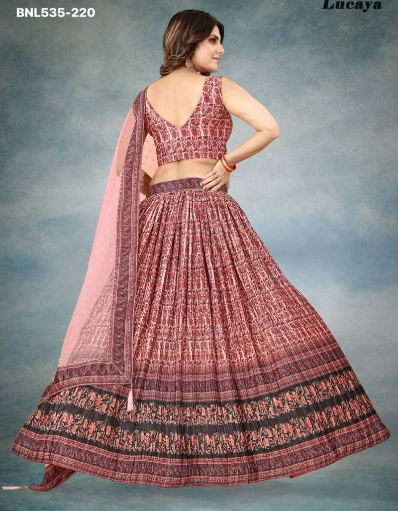 multicolor silk blend printed Lehenga set