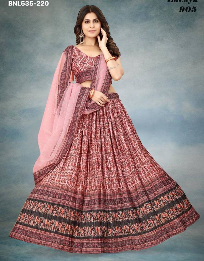 multicolor silk blend printed Lehenga set