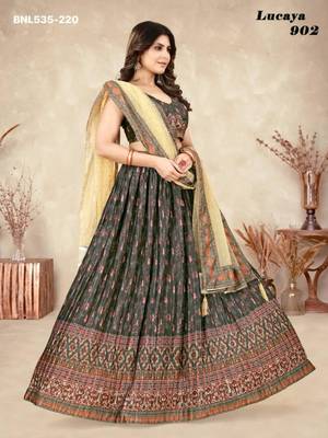 black printed silk blend lehenga set 3