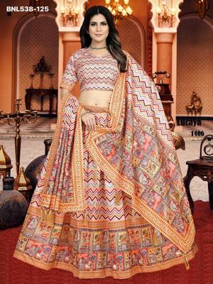 multicolor silk blend heritage print lehenga set 1