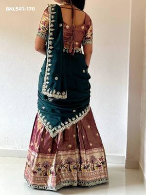 pink woven silk blend lehenga set 2