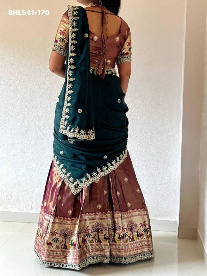 pink silk blend woven Lehenga set
