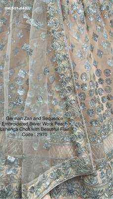 light peach embroidered net lehenga set 4