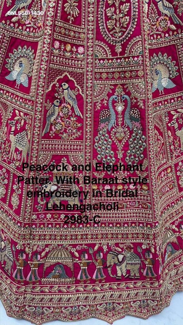 rani pink silk embroidered Lehenga set