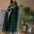 Dark green heavy flared wedding wear anarkali salwar kameez