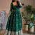 Dark green heavy flared wedding wear anarkali salwar kameez