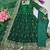 Dark green heavy flared wedding wear anarkali salwar kameez