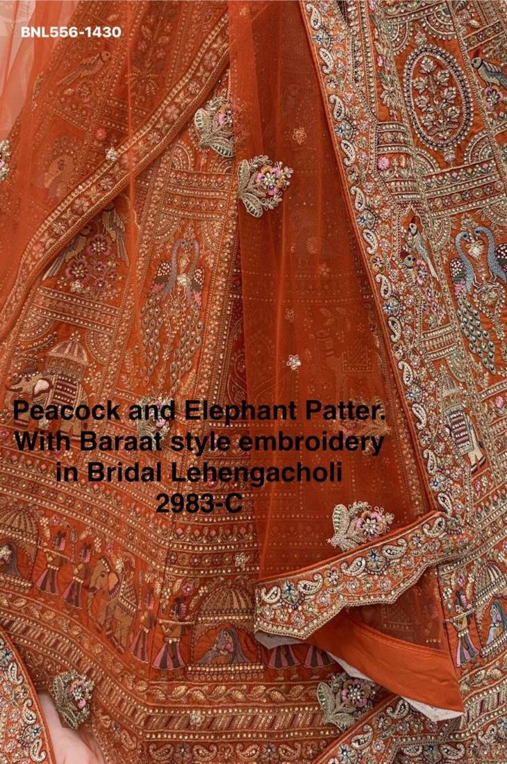 orange silk embroidered