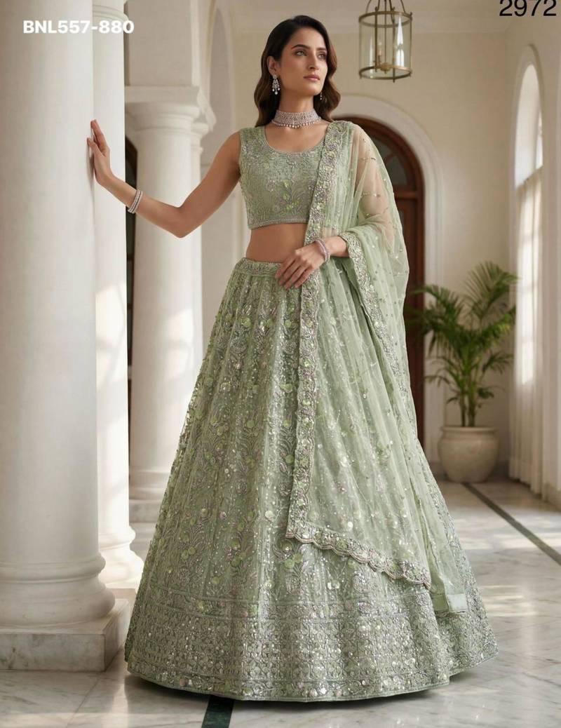 light green net embroidered