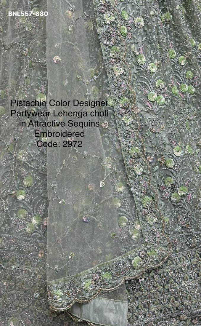light green net embroidered