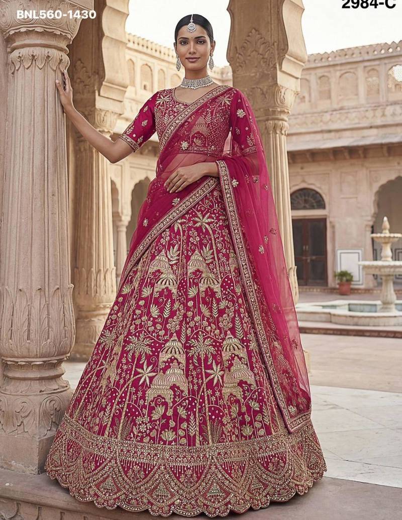 rani pink silk embroidered