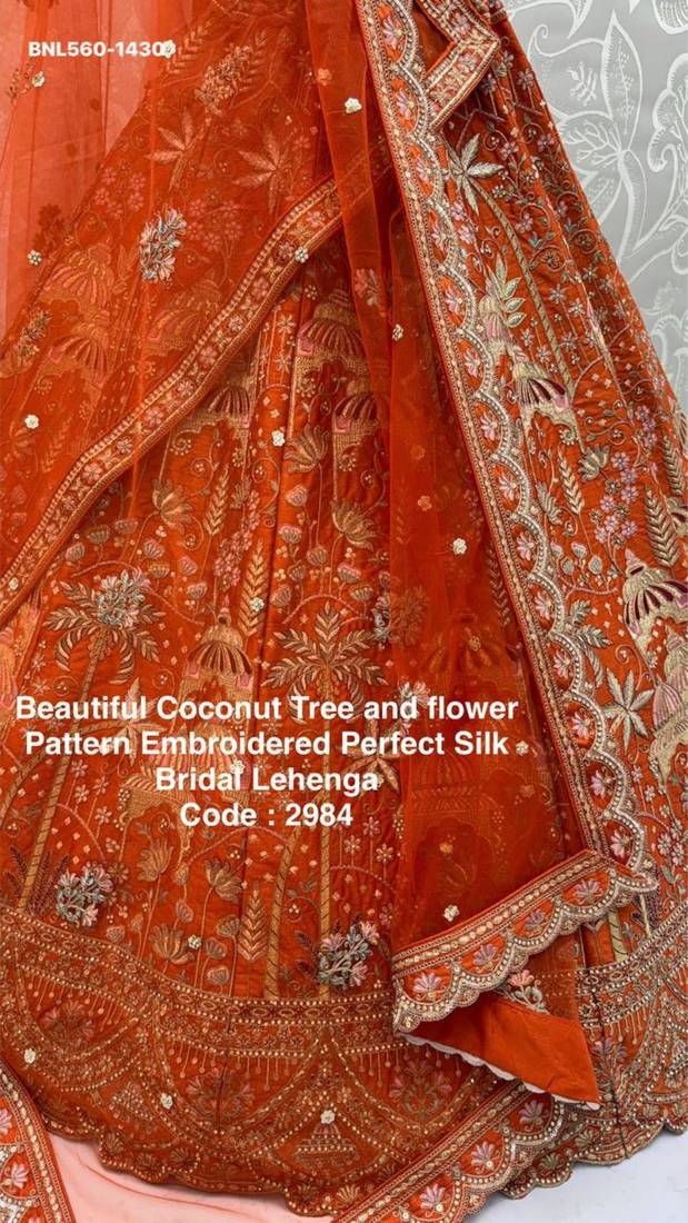 orange silk embroidered
