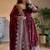 Dark maroon heavily embroidered festive wear anarkali salwar suit