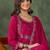 Women's Gorgeous Embroidery Work Vichitra SIlk Fabric Flared Kurta Pant and Dupatta Set
