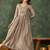 Women's Gorgeous Embroidery Work Vichitra SIlk Fabric Flared Anarkali Pant and Dupatta Set
