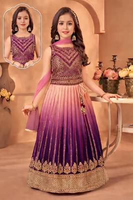 Kids Multicolor lehenga choli with dupata  embroidery work 1