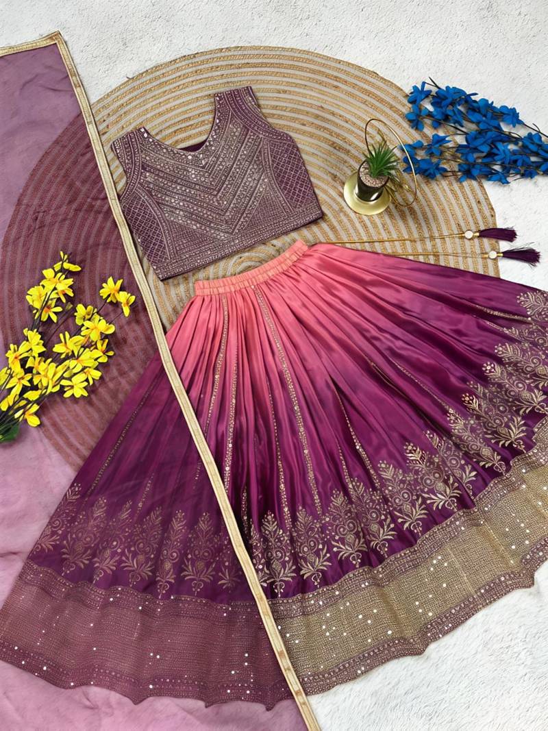 Kids Multicolor lehenga choli with dupata  embroidery work