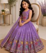 Kids Purple lehenga choli with dupata  embroidery work