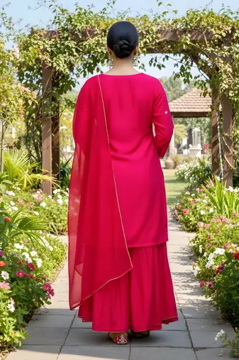 Women's Gorgeous Embroidery Work Viscose Silk Fabric Straight Kurta Palazzo and Dupatta Set