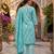 Teal printed cotton blend stitched floral  print salwar kurta dupatta for women