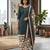 Teal printed cotton blend stitched floral  print salwar kurta dupatta for women