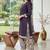 Purple printed cotton blend stitched floral  print salwar kurta dupatta for women