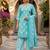 Teal printed cotton blend stitched floral  print salwar kurta dupatta for women