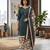 Teal printed cotton blend stitched floral  print salwar kurta dupatta for women