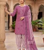 Pink printed cotton blend stitched bandhani  print salwar kurta dupatta for women