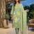 Green printed cotton blend stitched floral  print salwar kurta dupatta for women
